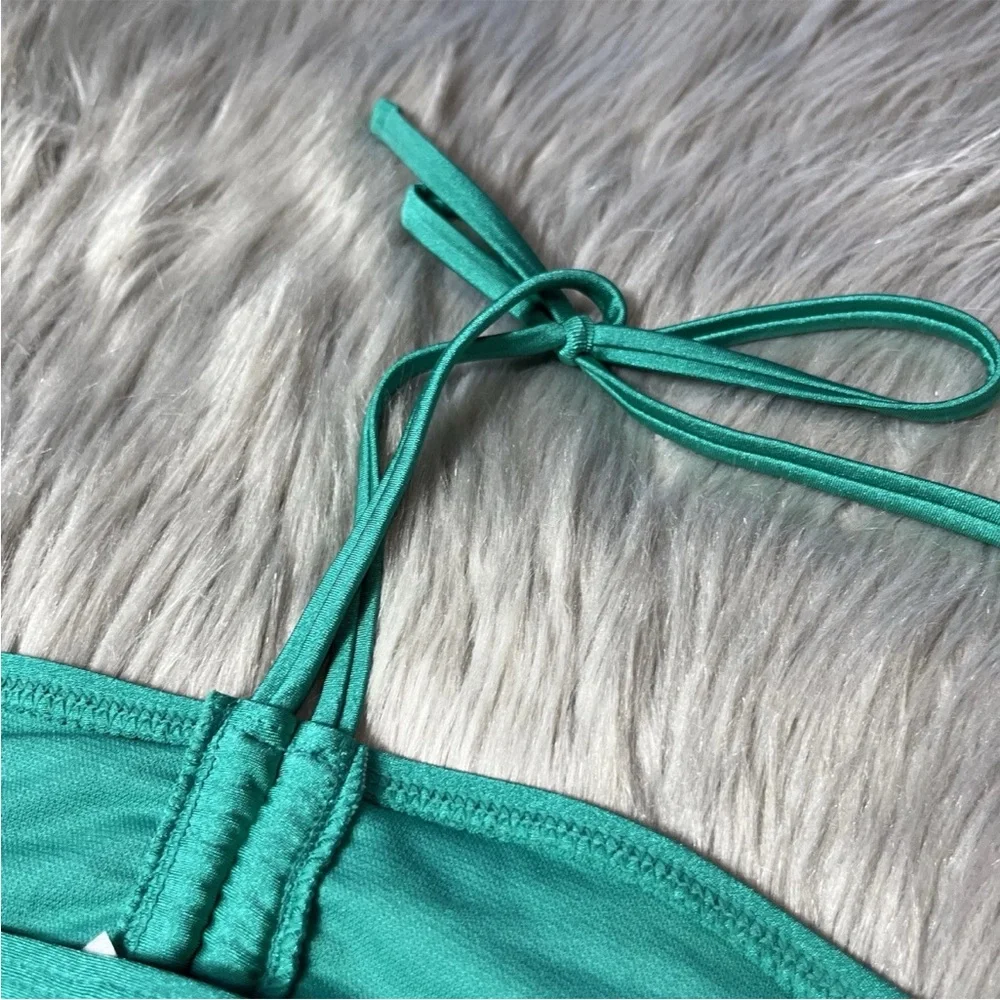 Art Class Target Girls Green One Piece Cut Out Halter Swimsuit XL 14